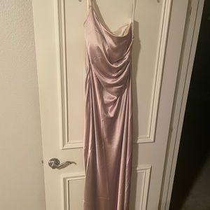 Revelry Jade Satin Dress in Gold Champagne Size 10